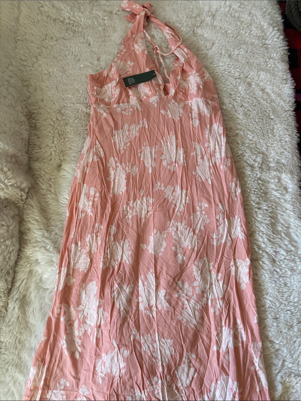 wild fable Pink and White Floral Halter Maxi Dress